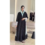 Rethread Rose and Sky Embroidery Abaya Transparent Shiffon