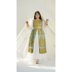 Royal Rovan Bahraini Fustan Green with Gold Embroidery
