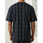 Good For Nothing Men's Pinstripe Oversized T-Shirt – Black & White