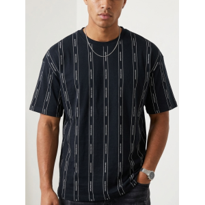 Good For Nothing Men's Pinstripe Oversized T-Shirt – Black & White