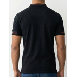 SikSilk Men's Tipped Rib Polo Shirt – Navy Blue