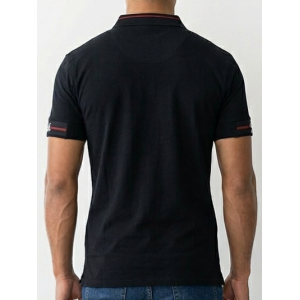SikSilk Men's Tipped Rib Polo Shirt – Navy Blue