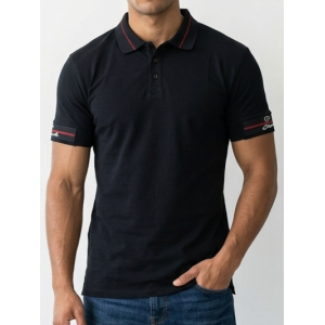 SikSilk Men's Tipped Rib Polo Shirt – Navy Blue