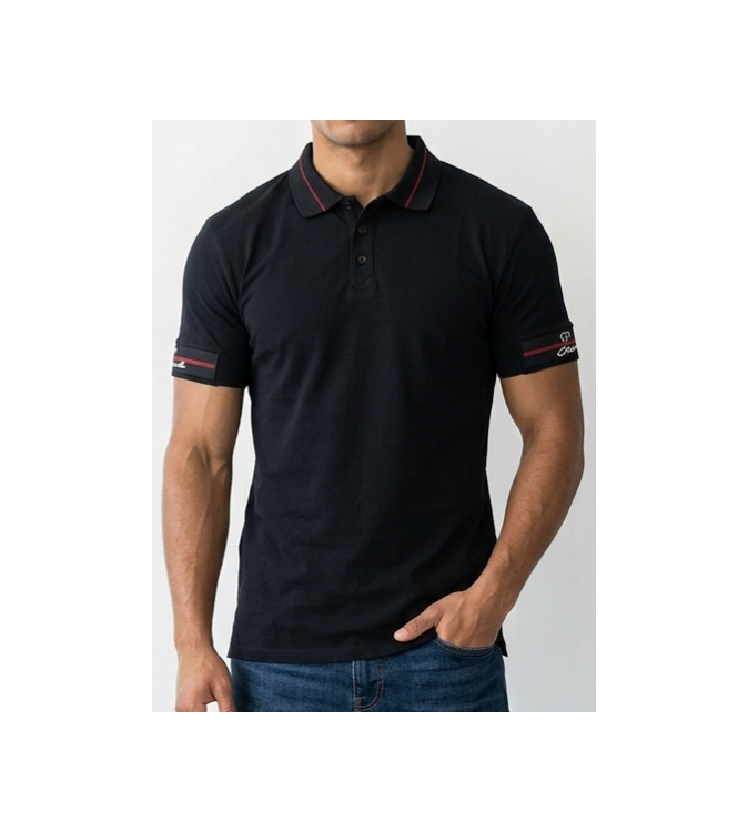 SikSilk Men's Tipped Rib Polo Shirt – Navy Blue