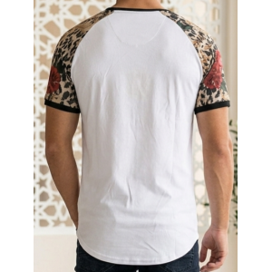SikSilk Men's Baroque Leopard Raglan T-Shirt – White Multi