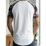 SikSilk Men's Imperial Floral Raglan T-Shirt – White & Black Multi