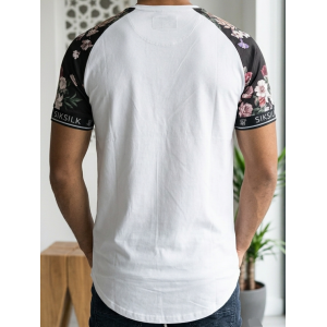 SikSilk Men's Imperial Floral Raglan T-Shirt – White & Black Multi