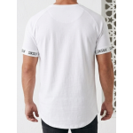 SIKSILK Inset Logo Tape Curved Hem Tee (White)