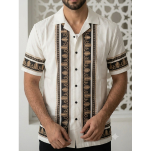 Good For Nothing Baroque Border Resort Shirt (Off-White)