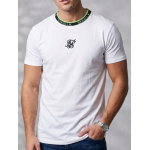 SIKSILK Neon Trim Curved Hem Tee (White)
