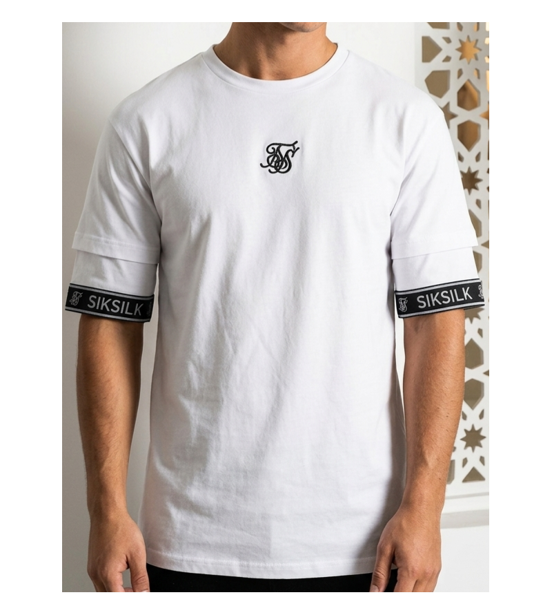 SikSilk Men’s Layered-Sleeve Mock T-Shirt