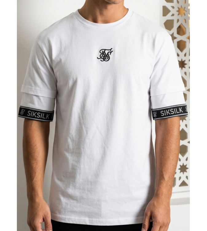 SikSilk Men’s Layered-Sleeve Mock T-Shirt