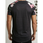 SikSilk Men’s Floral Raglan Curved-Hem T-Shirt