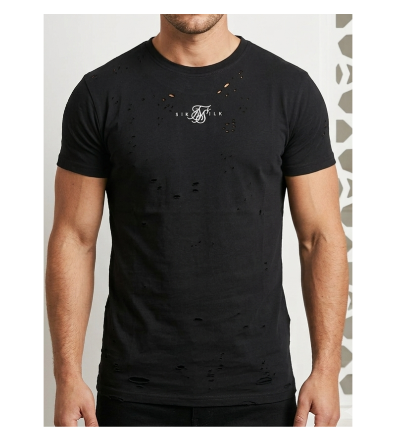 SikSilk Men’s Distressed Logo T-Shirt