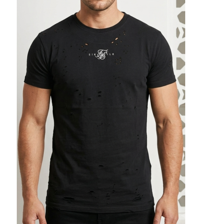 SikSilk Men’s Distressed Logo T-Shirt
