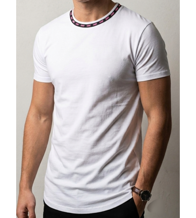 SikSilk Signia Tape Crew Neck Tee – White