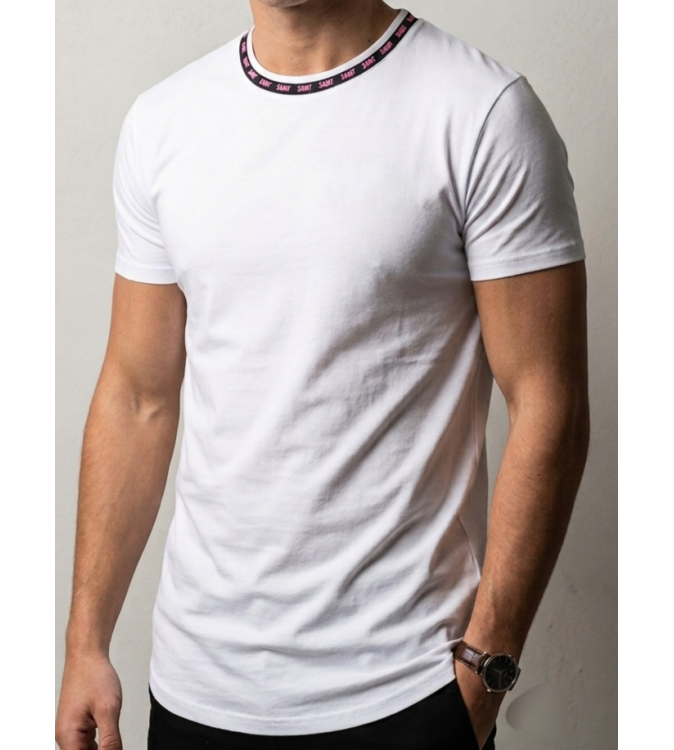 SikSilk Signia Tape Crew Neck Tee – White