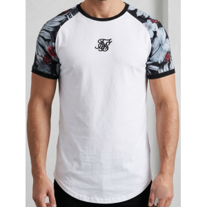 SikSilk Floral Raglan Curved Hem Tee