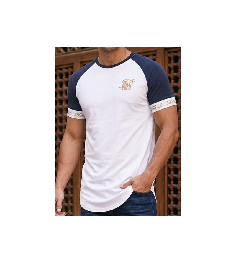 SikSilk Raglan Logo Tape Tee