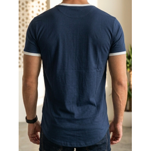 SikSilk Men's Navy Contrast Tape T-Shirt