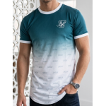 SikSilk Men's Teal Gradient Monogram T-Shirt