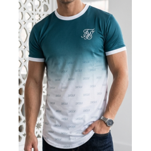 SikSilk Men's Teal Gradient Monogram T-Shirt