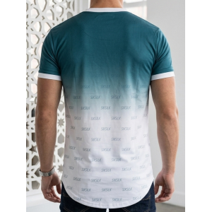 SikSilk Men's Teal Gradient Monogram T-Shirt