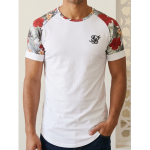 SikSilk Men's White Tropical Sleeve T-Shirt