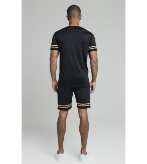 Sik Silk Mesh Bound Gym Tee – Black & Gold