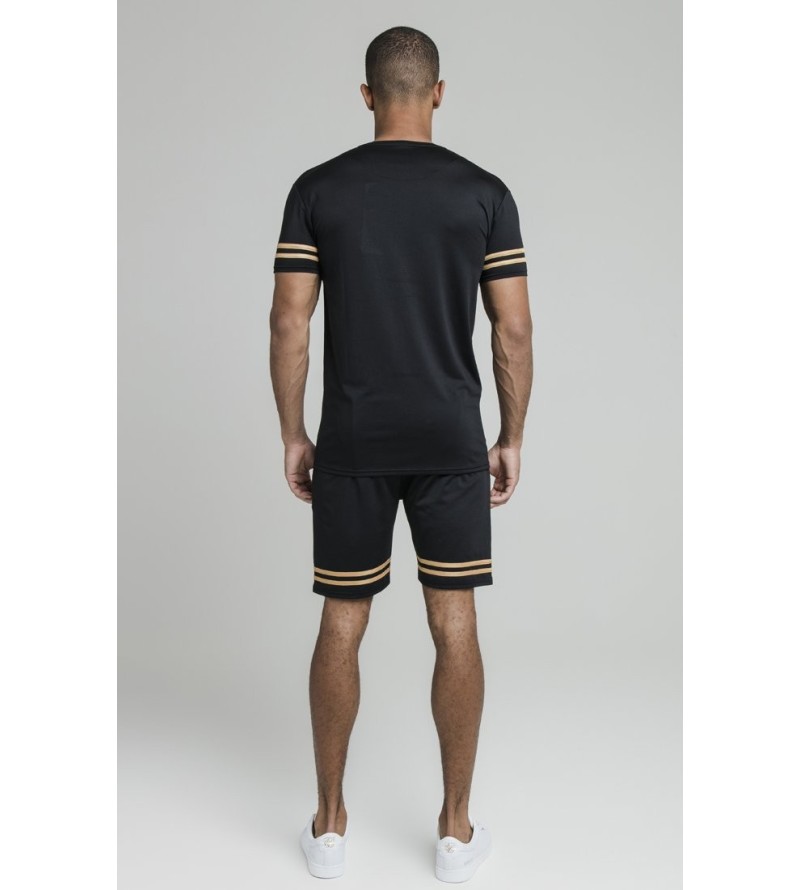 Sik Silk Mesh Bound Gym Tee – Black & Gold