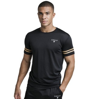 Sik Silk Mesh Bound Gym Tee – Black & Gold