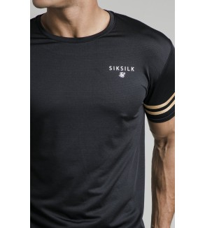 Sik Silk Mesh Bound Gym Tee – Black & Gold