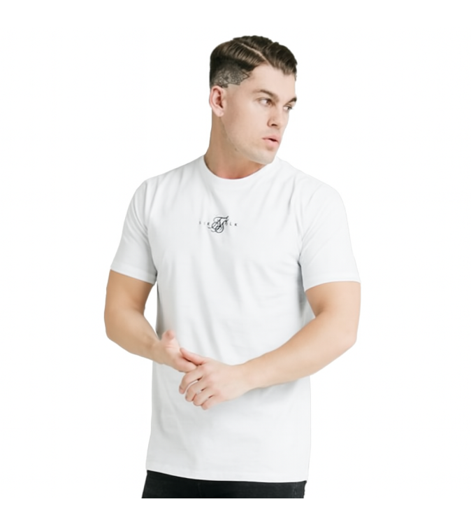 Siksilk Square Hem Standard Centre Logo T-Shirt - White