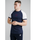 SikSilk Men's Raglan Sleeve Graphic T-Shirt – Navy Blue & White