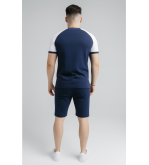 SikSilk Men's Raglan Sleeve Graphic T-Shirt – Navy Blue & White