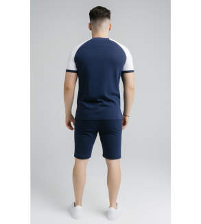 SikSilk Men's Raglan Sleeve Graphic T-Shirt – Navy Blue & White