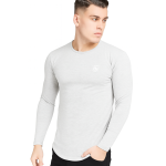 SikSilk ﻿ L/S Core Gym Tee – Grey Marl