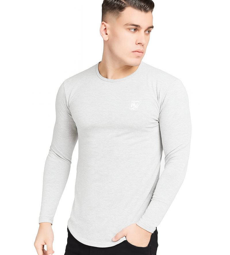 SikSilk ﻿ L/S Core Gym Tee – Grey Marl