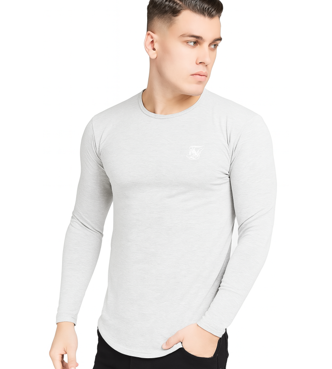 SikSilk ﻿ L/S Core Gym Tee – Grey Marl