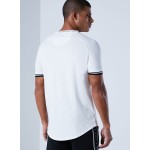 SikSilk Men's Curved Hem Graphic T-Shirt – Crisp White & Black